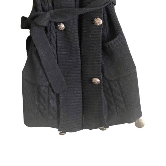 Twenty One Black Sleeveless Open Cardigan withh Button Detail and Belt. Small - Picture 3 of 8